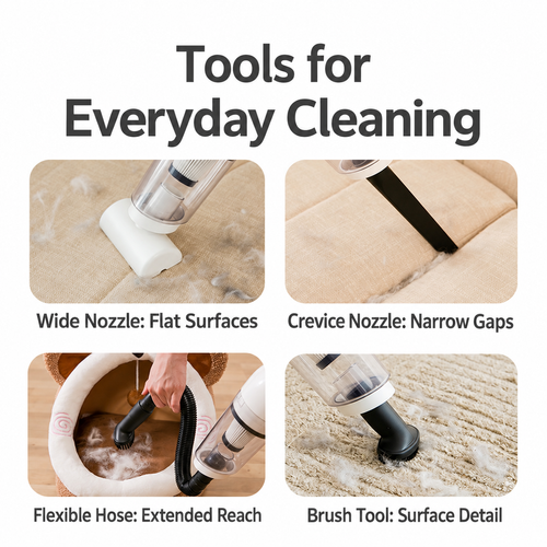 White Cordless Vacuum Set with Floor Head and Cleaning Tools