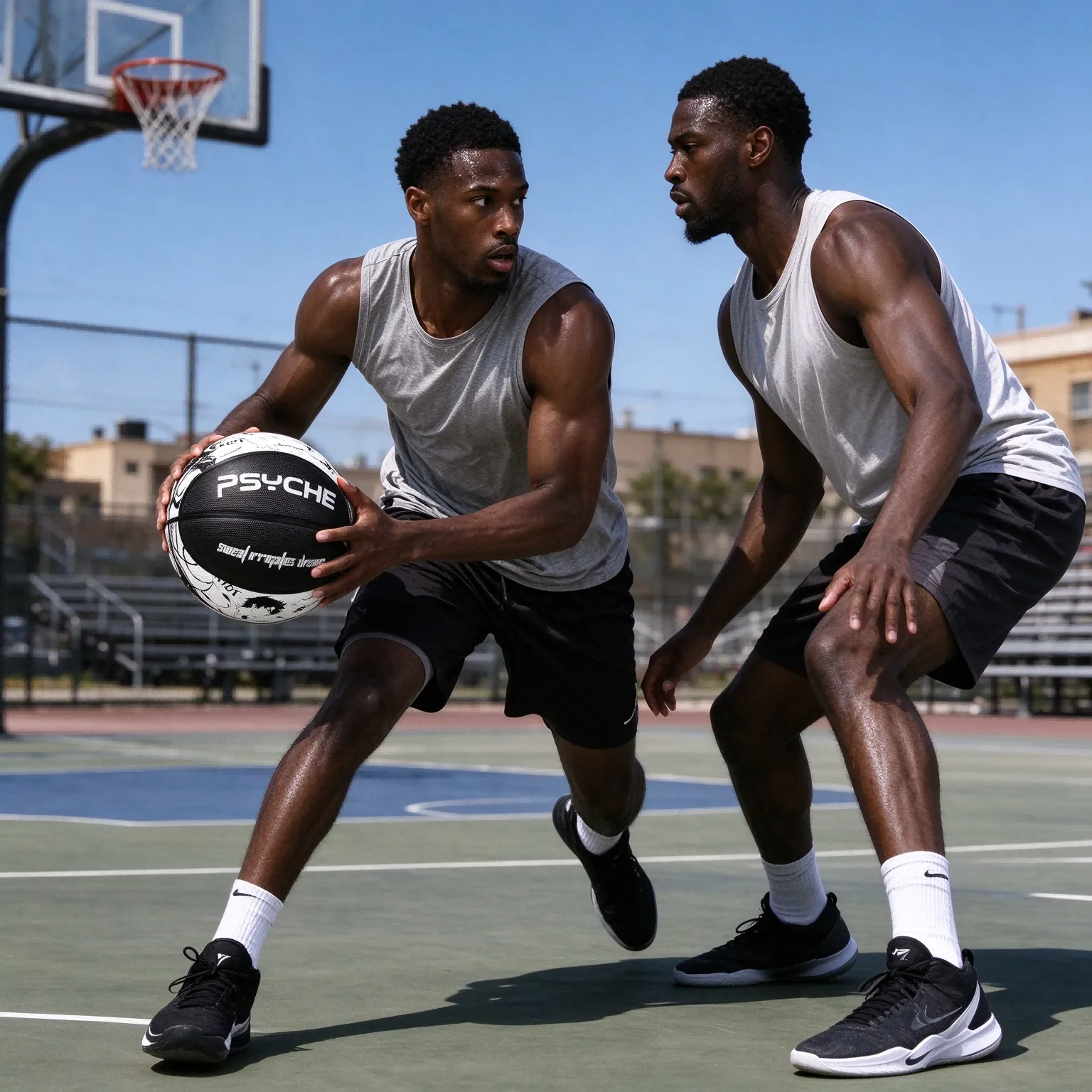 Size 7 Black-and-White Outdoor Street Basketball - For Outdoor Practice