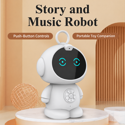 White AI Robot Toy with English Stories and Music