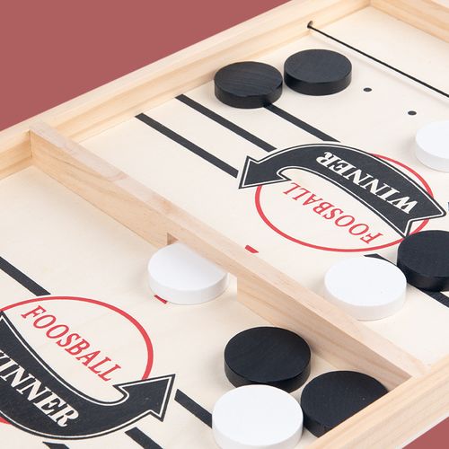 Two-Player Wooden Sling Puck Game Board - 54 x 29.5 cm