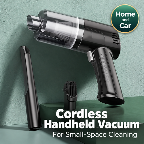 Black Cordless Handheld Mini Vacuum with Cleaning Attachments