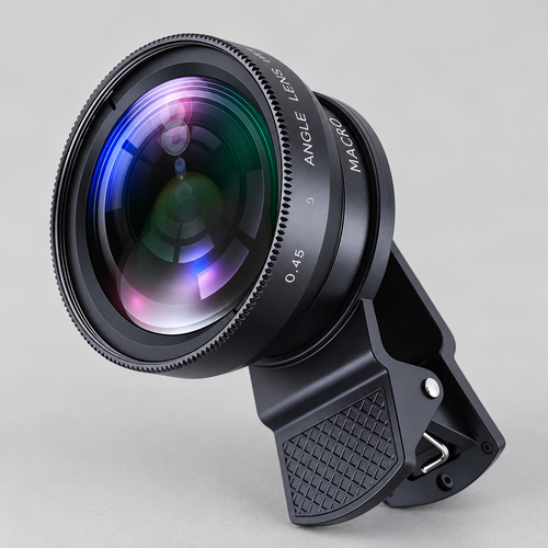 Black 0.45X Wide-Angle and Macro Clip-On Phone Lens