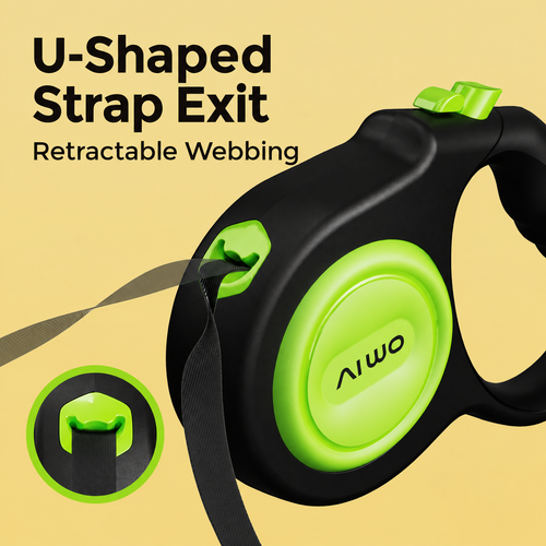 Green and Black Retractable Pet Leash