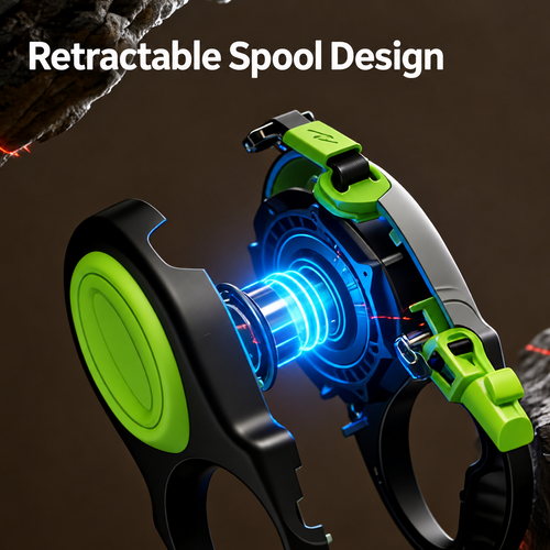 Green and Black Retractable Pet Leash
