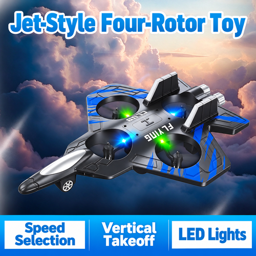 Blue Jet-Style Four-Rotor Remote-Control Toy Set