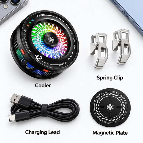 Black Magnetic and Clip-On RGB Phone Cooler