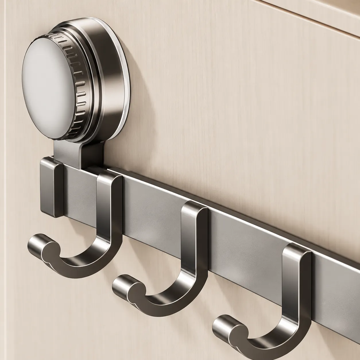 Grey 8-Hook Rail with Twist-Lock Suction Mounts - Product details