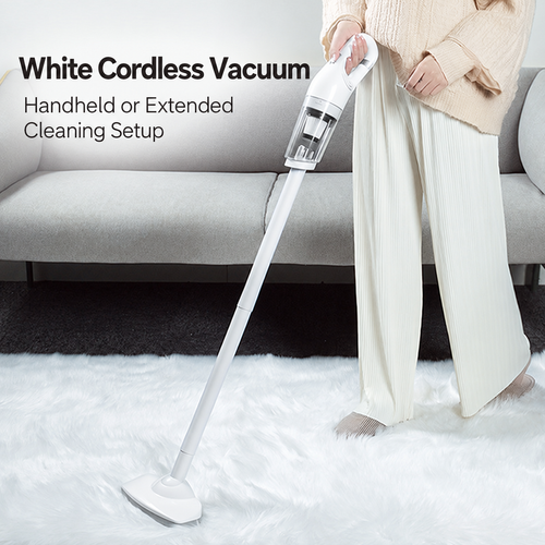 White Cordless Vacuum Set with Floor Head and Cleaning Tools