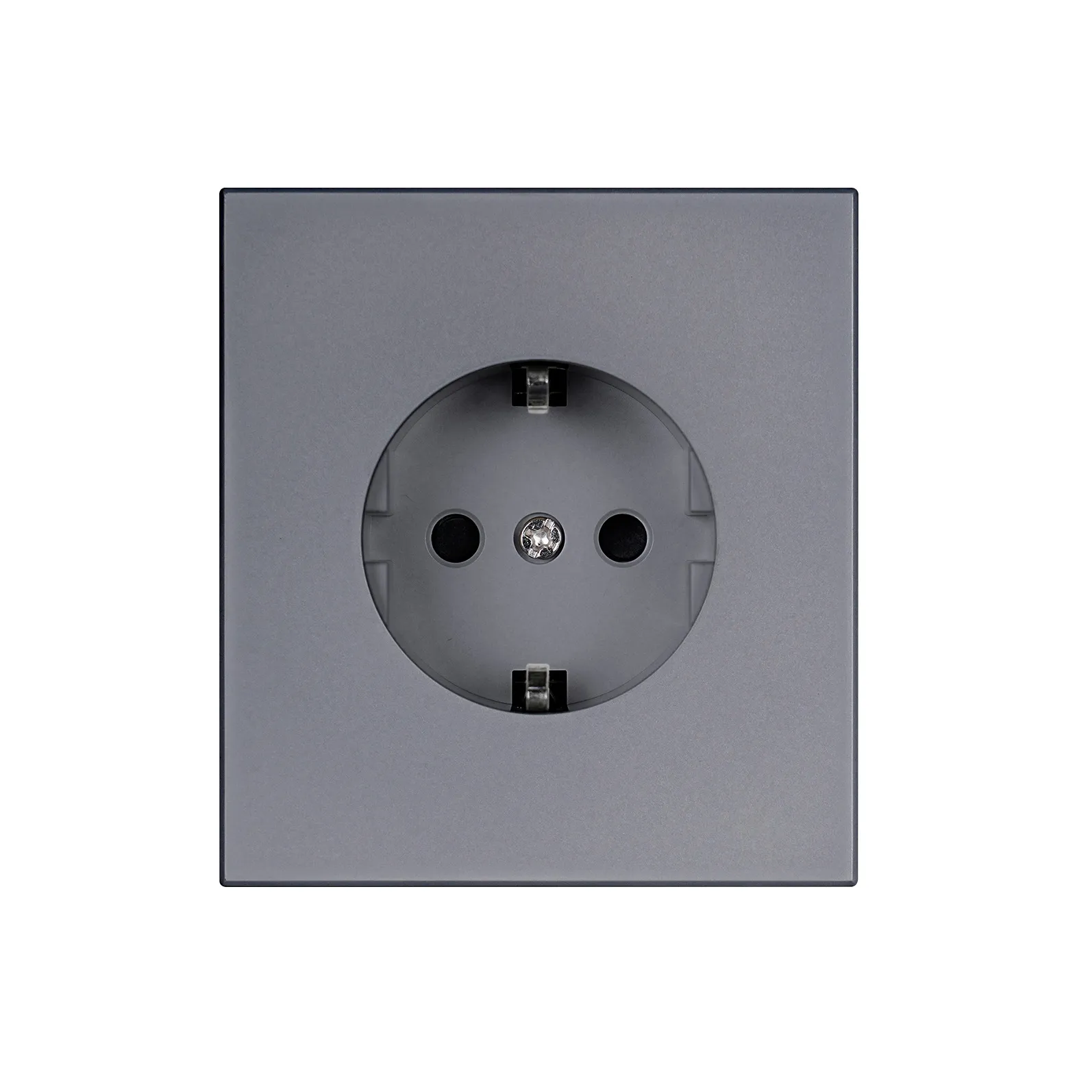 Dark Grey German-Style Recessed Wall Socket - overview