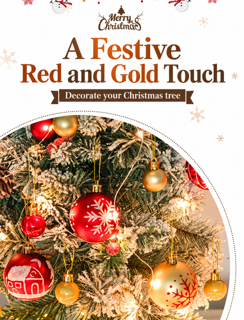 44-Piece Red and Gold Christmas Ornament Set