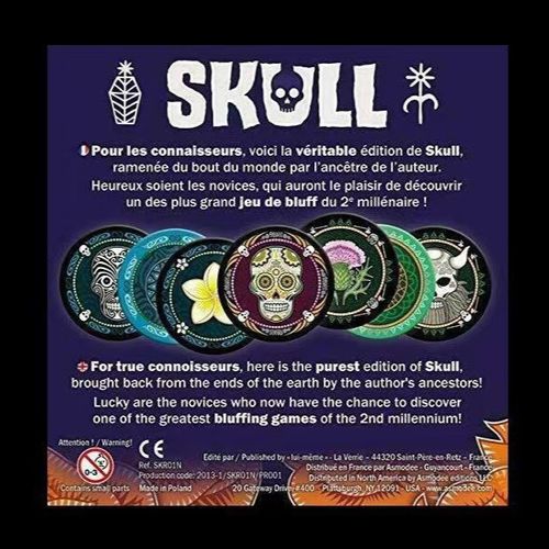 Skull Bluffing Card Game Set in Purple Box