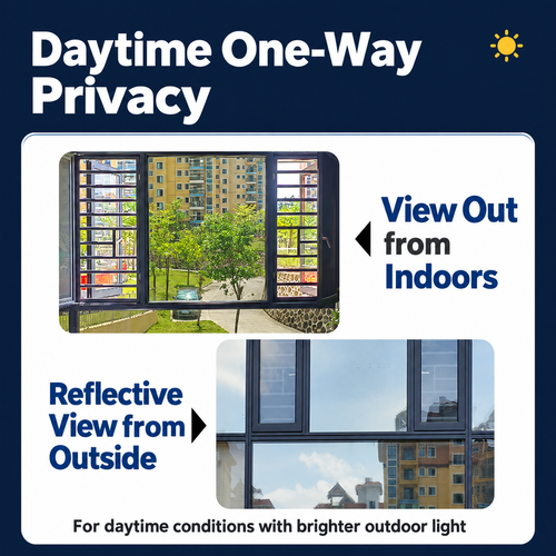 Black and Silver Daytime Privacy Window Film - 152 x 100cm