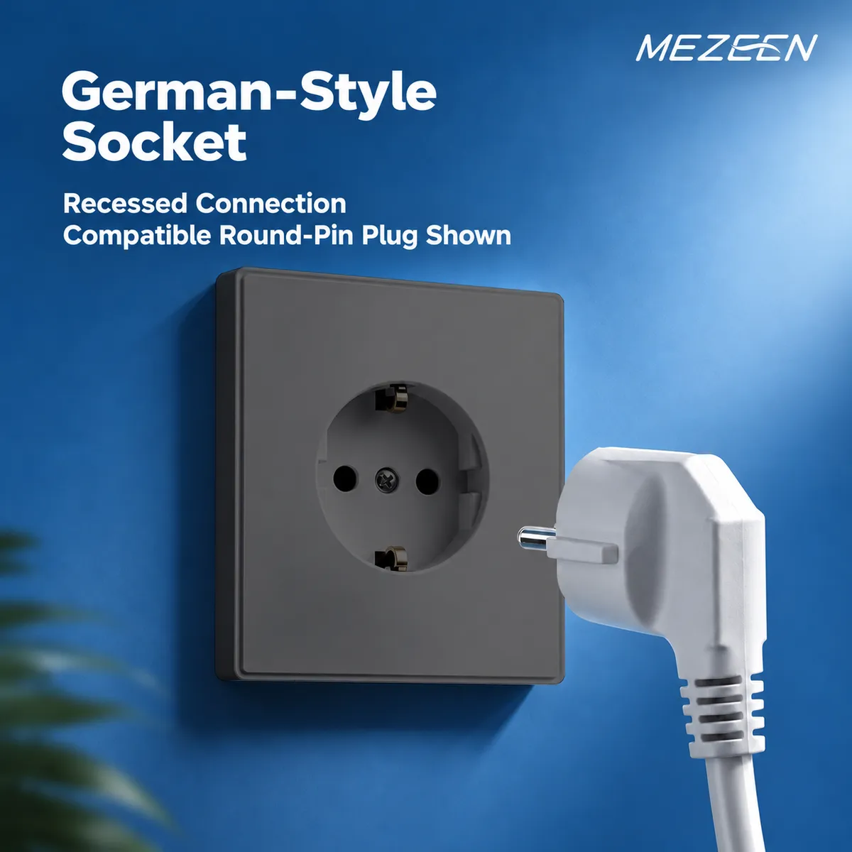 Dark Grey German-Style Recessed Wall Socket - Check the Connection Format