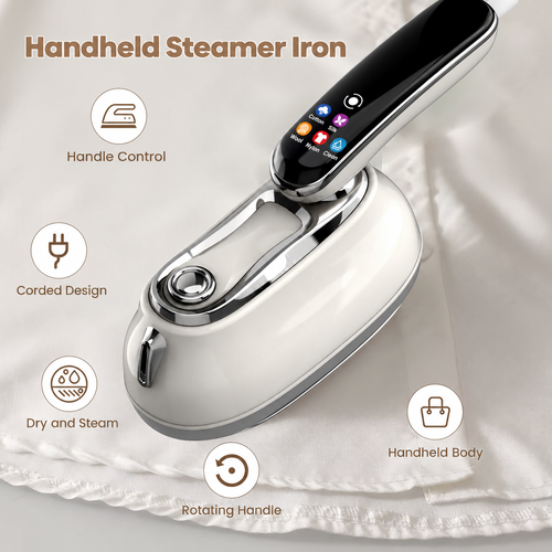 White Handheld Garment Steamer with Rotating Handle