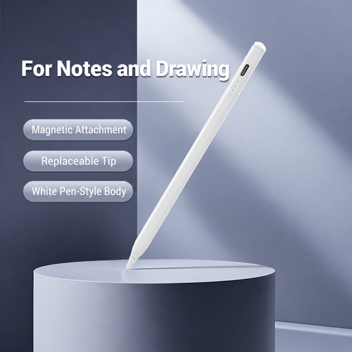 White Rechargeable Capacitive Stylus Set for Compatible Touchscreens