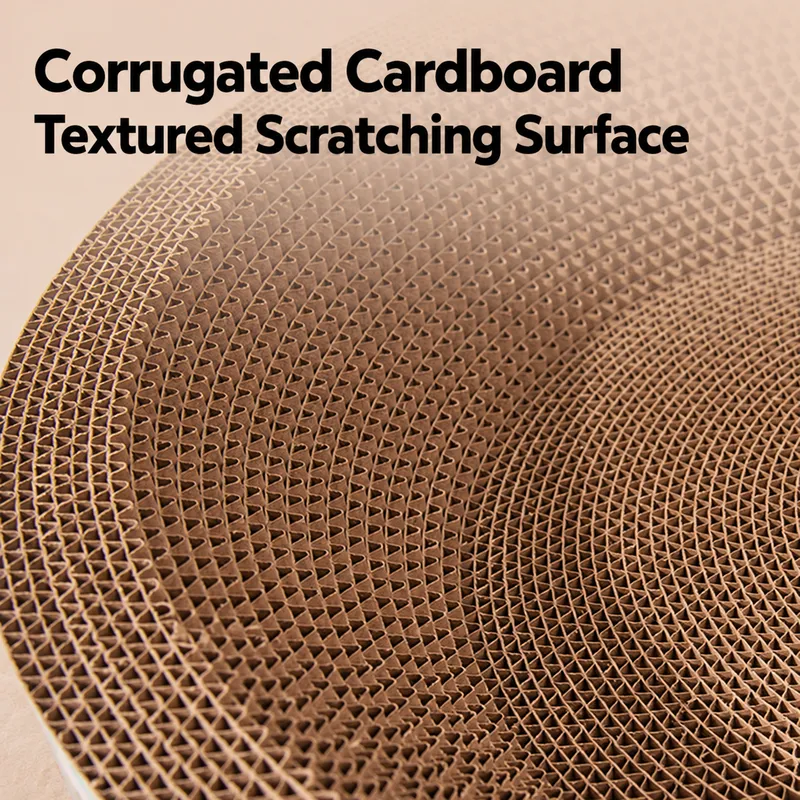 Round Corrugated Cardboard Cat Scratcher and Lounger - Corrugated Texture