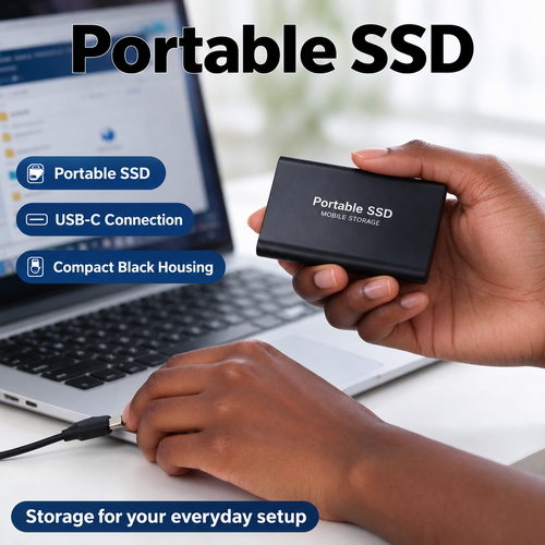 Black 2TB Portable SSD with USB-C Port
