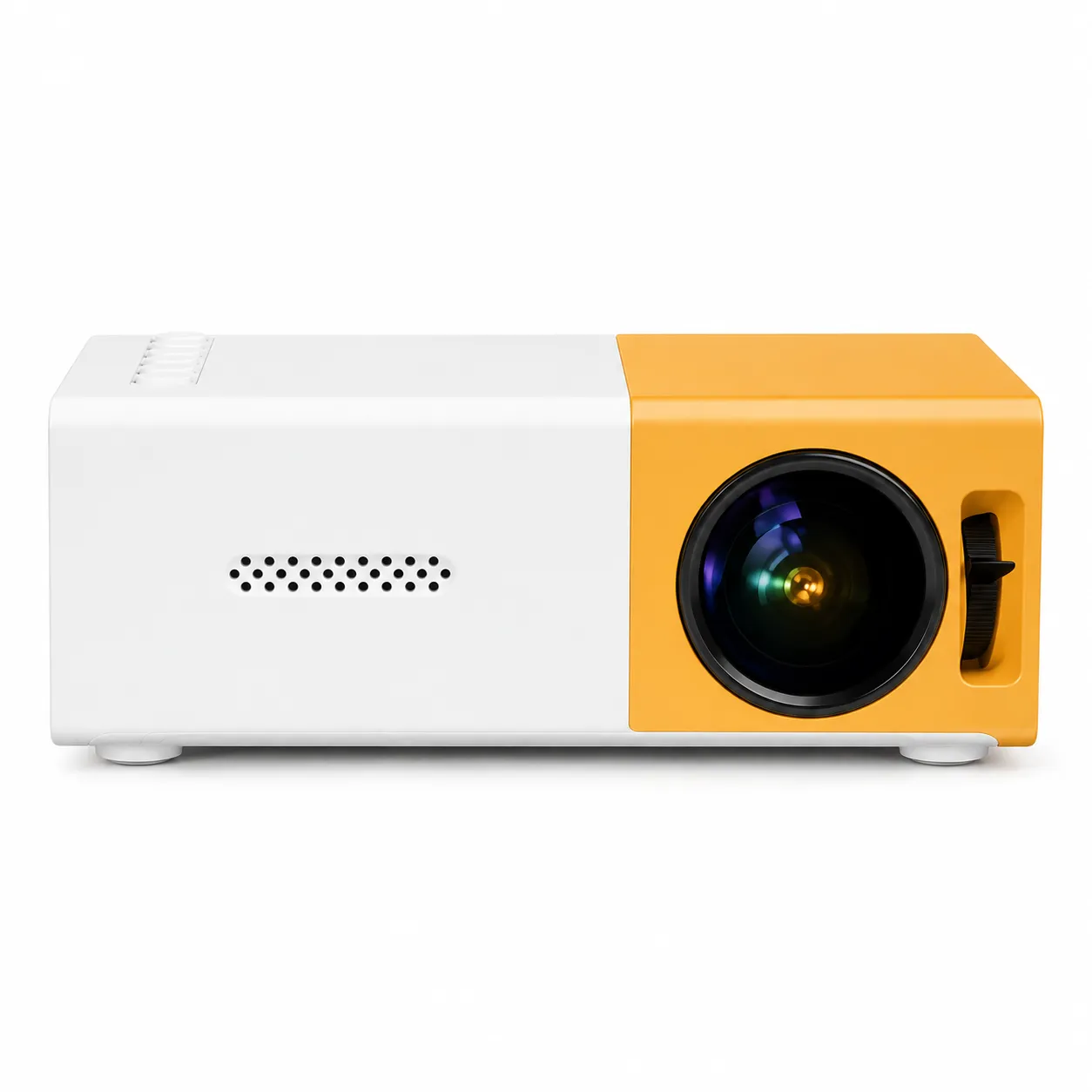 Yellow and White Mini Projector with Manual Focus Wheel - Product details
