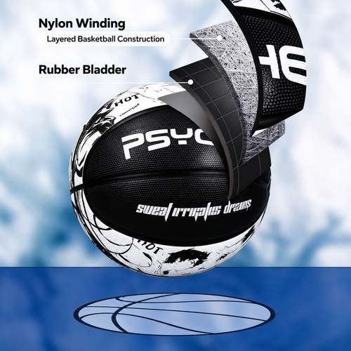 Size 7 Black-and-White Outdoor Street Basketball