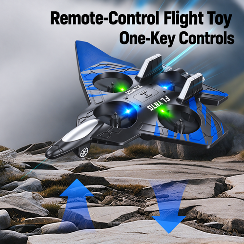 Blue Jet-Style Four-Rotor Remote-Control Toy Set