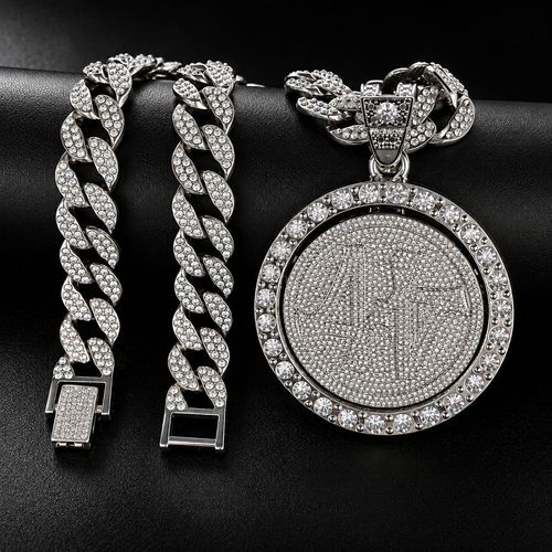 Silver-Tone Rotating Disc Pendant Necklace - 18 Inches