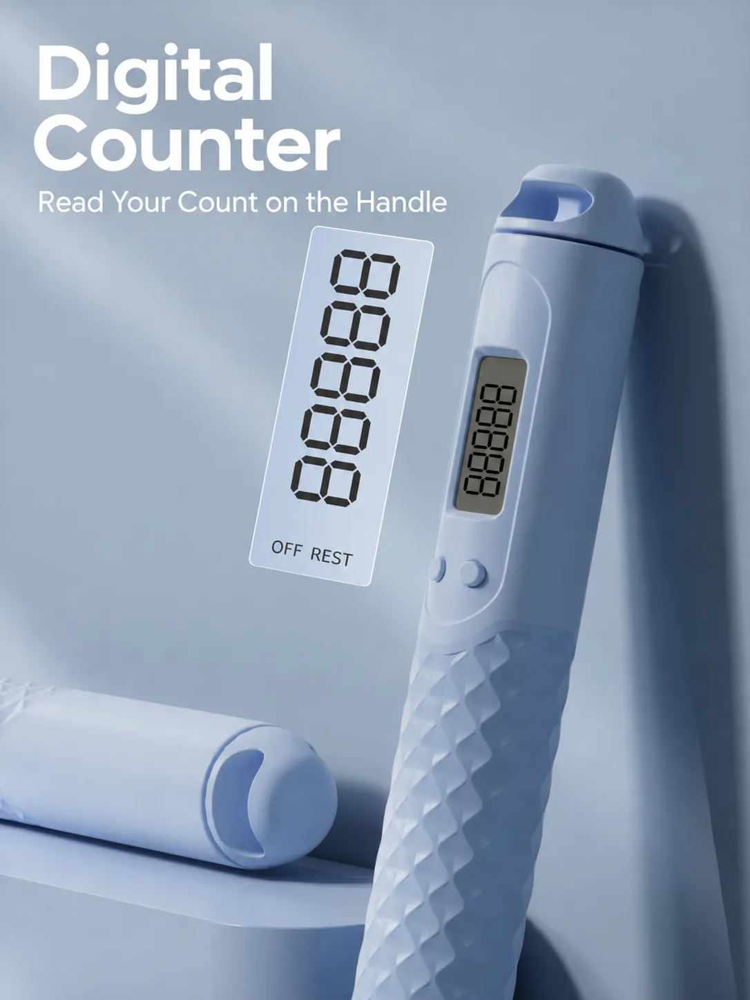 Sky Blue Counting Skipping Rope Set with Cordless Balls and Long Rope - Read the Count on the Handle