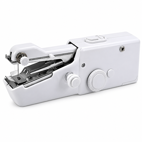 White Handheld Sewing Machine Set with USB Power Lead