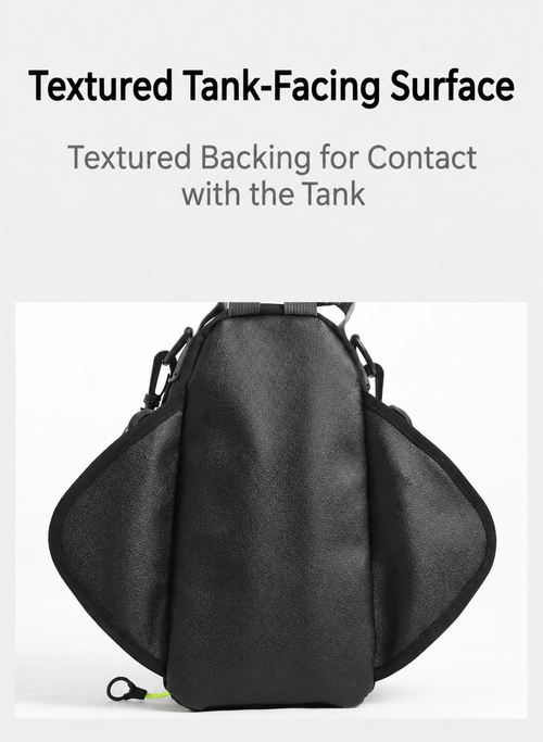 Black Magnetic Motorcycle Tank Bag with Phone Window - Approx. 5L