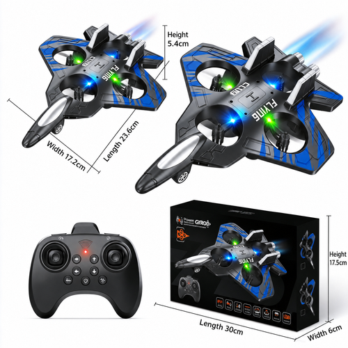 Blue Jet-Style Four-Rotor Remote-Control Toy Set