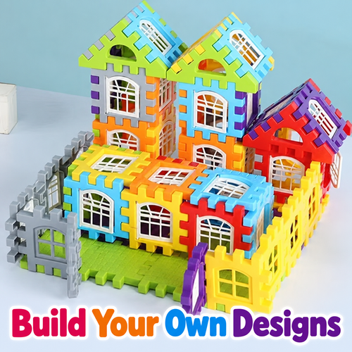 140-Piece Interlocking House Building Set with Storage Box