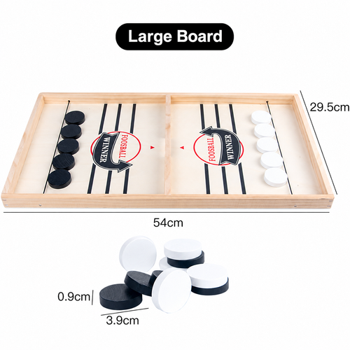 Two-Player Wooden Sling Puck Game Board - 54 x 29.5 cm