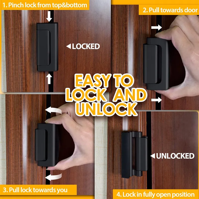 Black Aluminium Alloy Door Latch - Open and close the latch