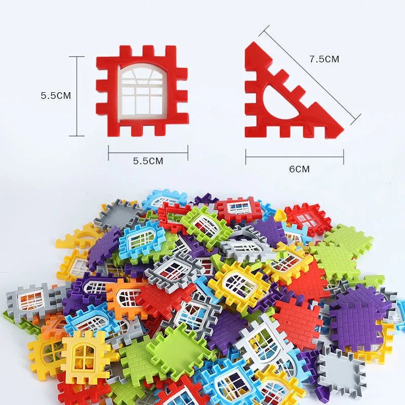 300-Piece Interlocking House Building Set with Design Guide - Colourful construction pieces