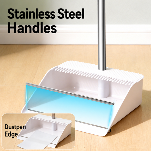 White 4-Piece Broom, Dustpan, Mop and Squeegee Set