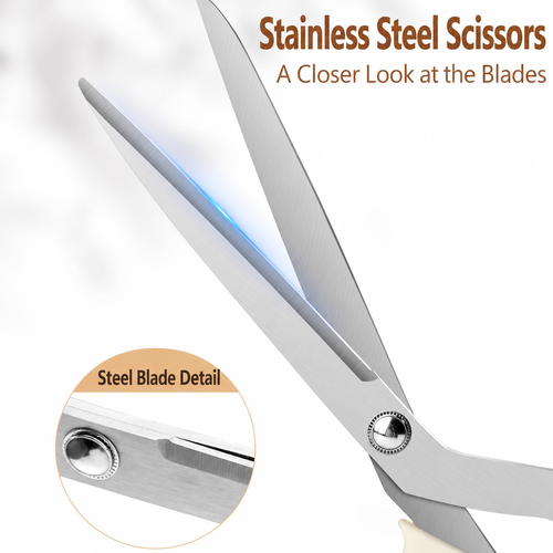 White-Handled Stainless Steel BBQ Scissors and Tongs Set
