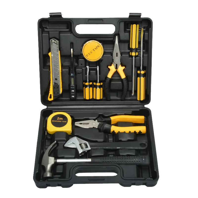 Black and Yellow Household Tool Kit in Carry Case - A fitted place for each tool
