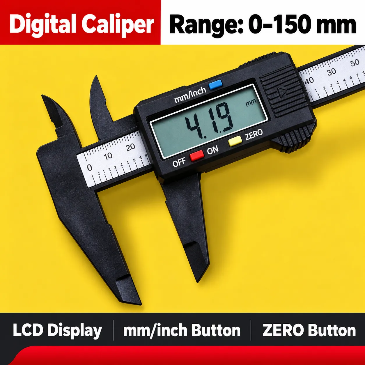 Digital Caliper with LCD Display, 0–150mm - Measurement Range