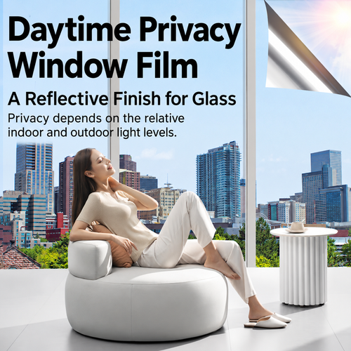 Black and Silver Daytime Privacy Window Film - 152 x 100cm