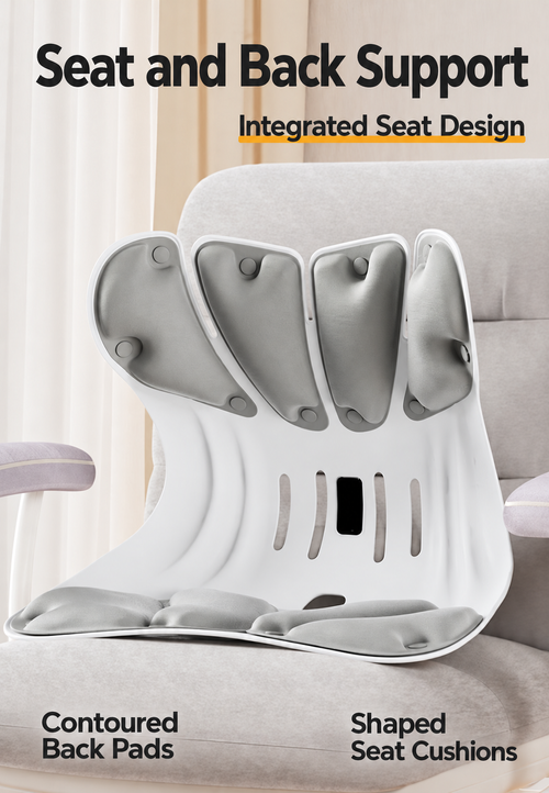 Grey Ergonomic Seat and Back Support Cushion
