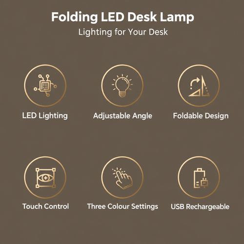 White Folding LED Desk Lamp with Touch Control
