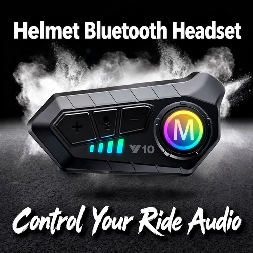 Black V10 Helmet Bluetooth Headset with Separate Speakers