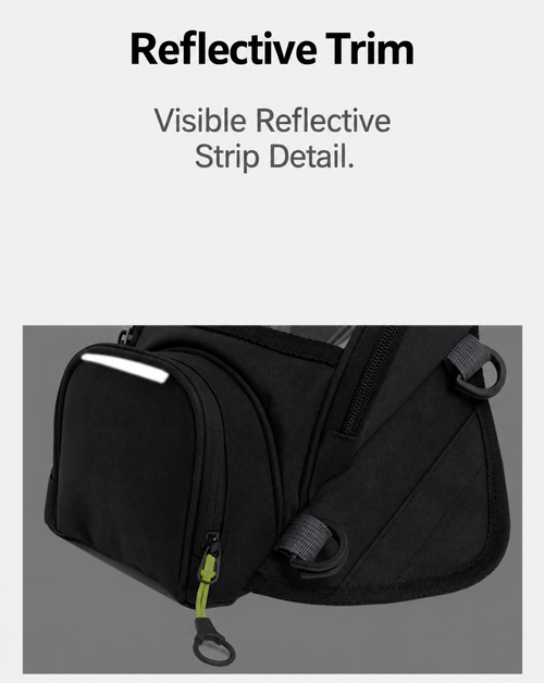 Black Magnetic Motorcycle Tank Bag with Phone Window - Approx. 5L