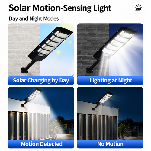 Black Solar Motion-Sensing Garden Light with 5 LED Sections