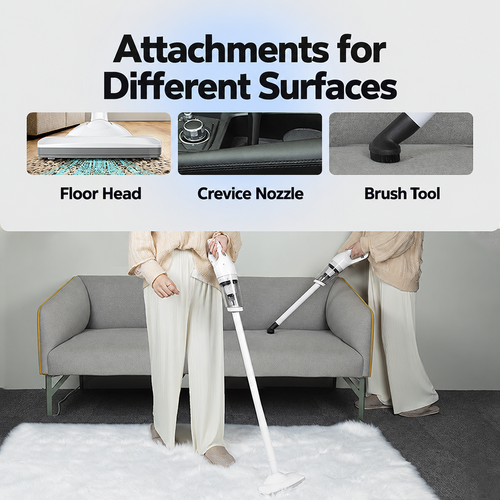 White Cordless Vacuum Set with Floor Head and Cleaning Tools