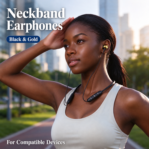 Black and Gold Neckband Earphones with Inline Controls