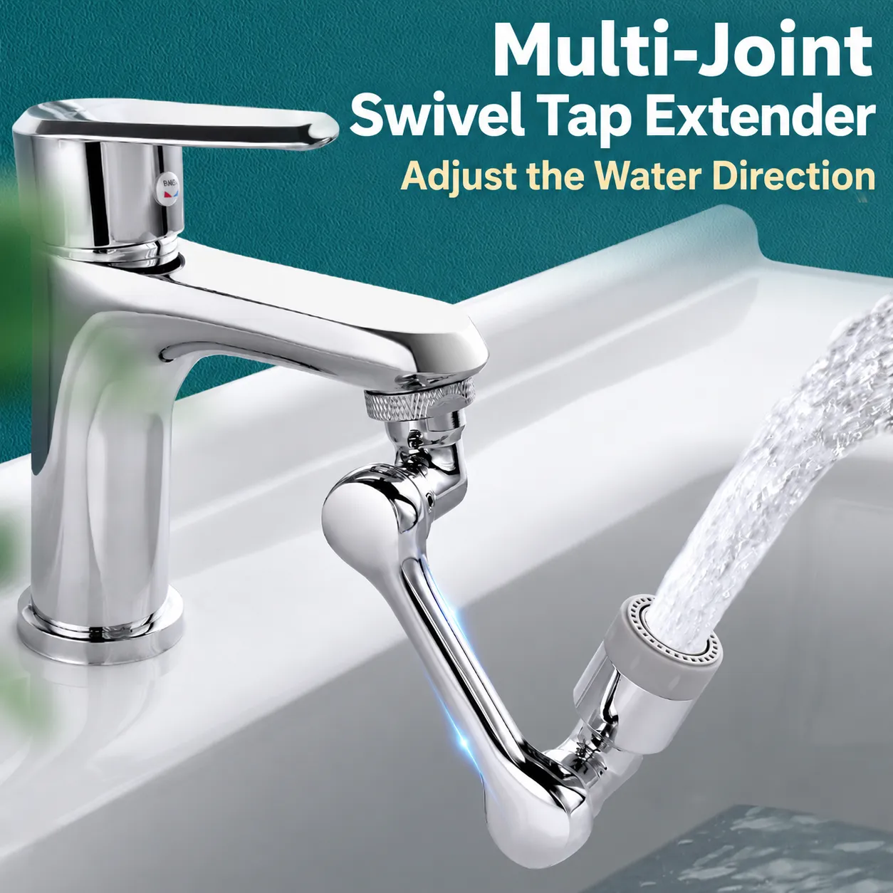 Multi-Joint Swivel Tap Extender with Two Flow Settings - Adjust the water direction