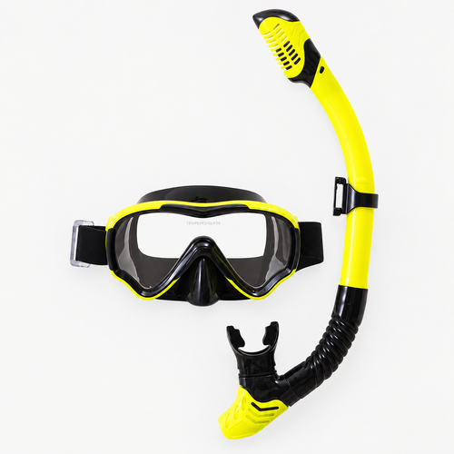 Black and Yellow Dry-Top Snorkel and Mask Set