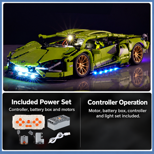 Green 1254-Piece Remote-Control Sports Car Building Set