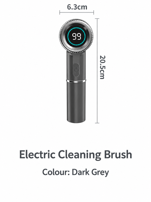 Dark Grey Electric Cleaning Brush with Round Digital Display
