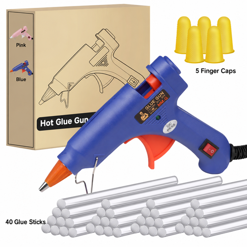 Blue 20W Hot Glue Gun Set with 40 Glue Sticks